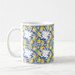 Mug Sicilian Lemon Tiles Pattern Mediterranean Dolce 
