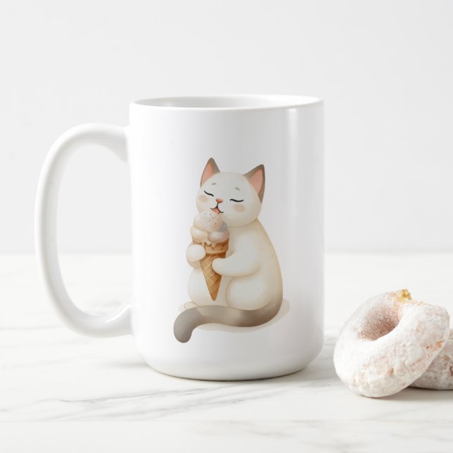 Mug Sièges & Scoops Chat avec cône de crème glacée (Avec donut)