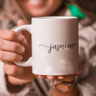 Mug Signature de nom de monogramme blanc élégant