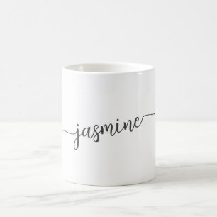 Mug Signature de nom monogramme blanc élégant