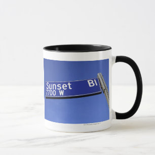 Mug Signe de boulevard de coucher du soleil contre un