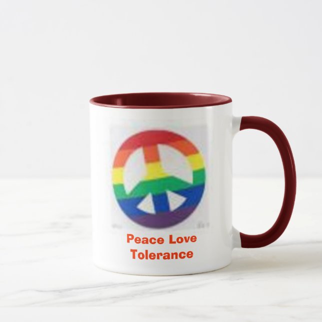 Mug signe de paix d'arc-en-ciel, tolérance d'amour de (Droite)