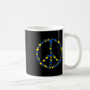 Mug Signe de paix en Ukraine Cœurs bleus et jaunes Sou