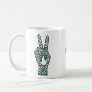 Mug Signe de paix floral rétro et art de colombe Sole