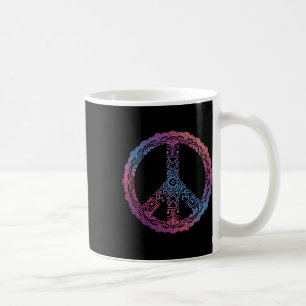 Mug Signe de Paix Mandala Orné Yoga Boho Violet Rétro