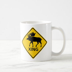 Mug Signe de route de croisement d'orignaux