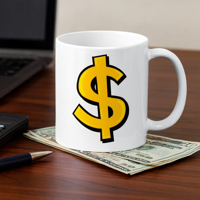 Mug Signe Dollar Or Gras Symbole Monétaire Jaune Argen (Créateur téléchargé)