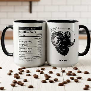 Mug Signe du zodiaque Bélier Faits nutritionnels d'ast