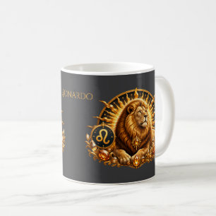 Mug Signe du zodiaque Lion doré Personnalisé
