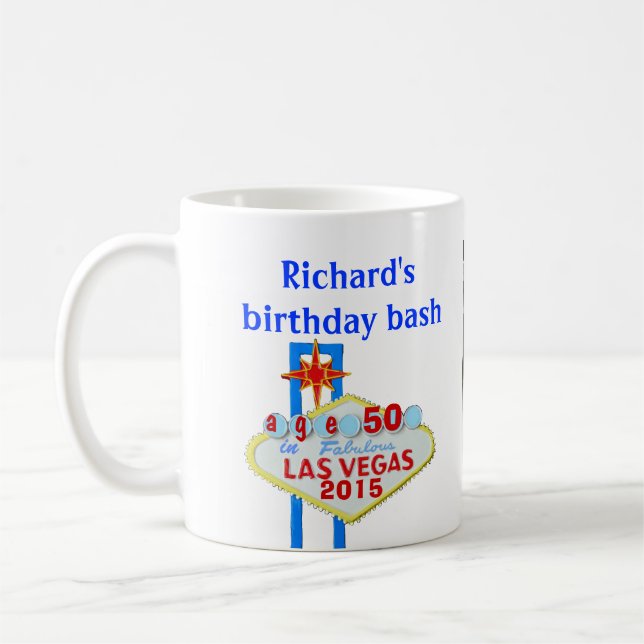 Mug Signe fait sur commande de Las Vegas de fête (Gauche)