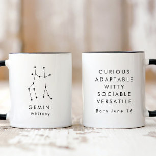 Mug Signe minimaliste Gémeaux personnalisé