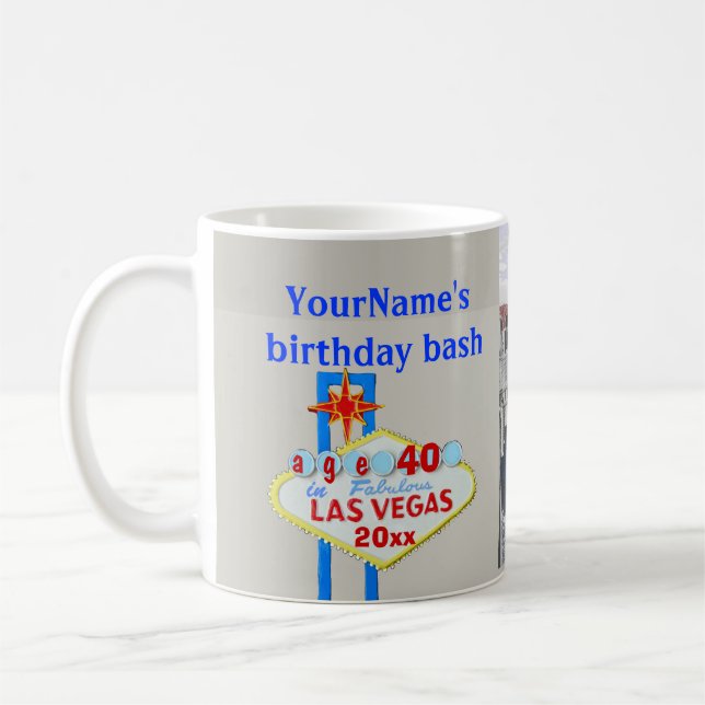 Mug Signe personnalisé de fête d'anniversaire de Las (Gauche)