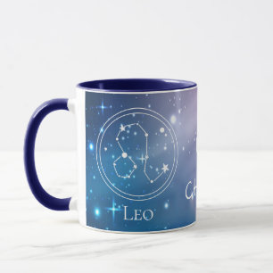 Mug SIGNE Zodiaque LEO Purple Nom bleu Monogramme