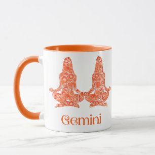Mug Signe zodiaque pour Gemini dans une fissure orange