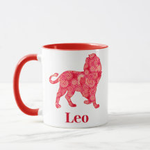 Signe zodiaque pour Leo dans un Motif rouge fracta
