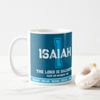 Mug Signification du nom Isaïe monogramme bleu sport