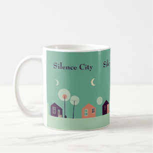 Mug Silence minimaliste Ville nuit Vert doux coloré