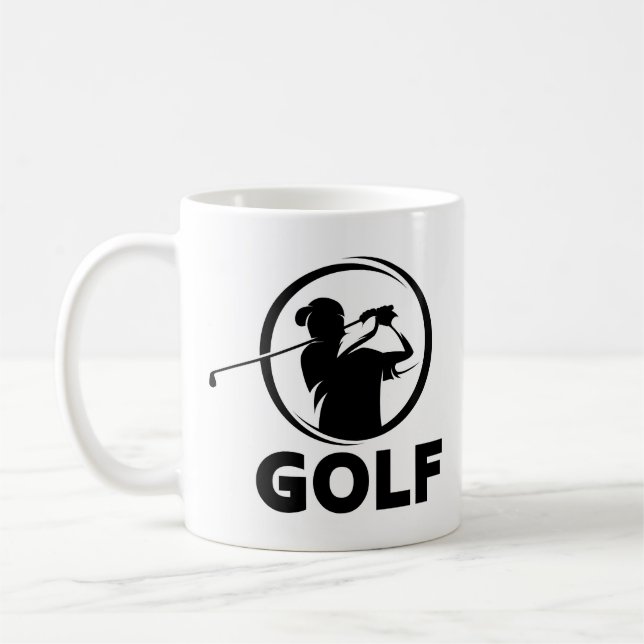 Mug Silhouette à aile de golf noir et blanc (Gauche)