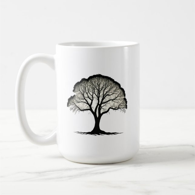 Mug Silhouette Arbre Lone - Design classique 15 oz (Gauche)
