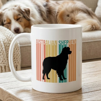 Mug Silhouette de berger australien rétro