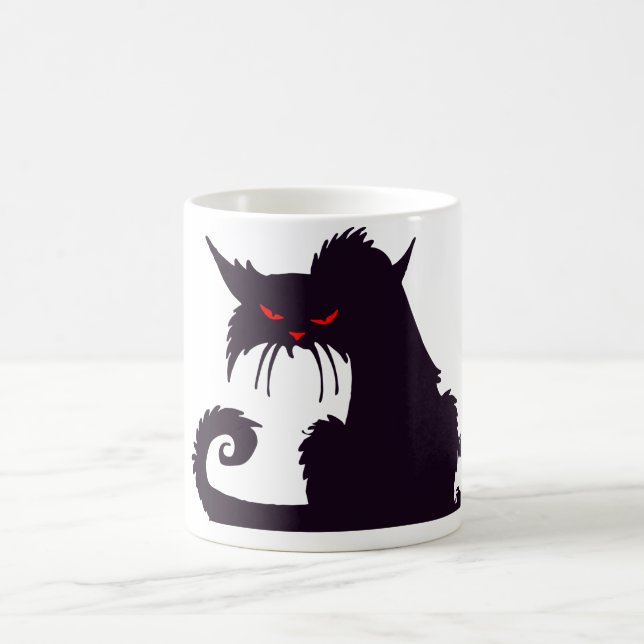 Mug Silhouette de chat noir malin avec yeux rouges (Centre)