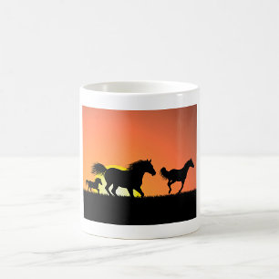 Mug Silhouette de chevaux sauvages au coucher du solei
