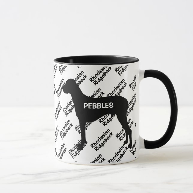 Mug Silhouette de chien Rhodesian Ridgeback sur mesure (Droite)