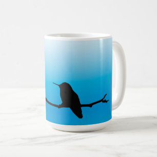 Mug - Silhouette de colibri sur bleu