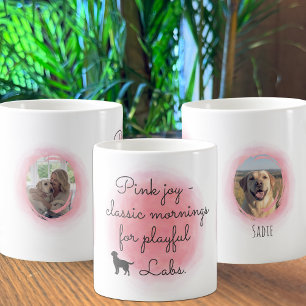Mug Silhouette de Labrador Retriever Rose Pastel Perso