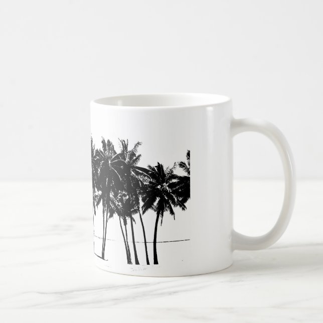Mug Silhouette de palmiers blancs noirs (Droite)