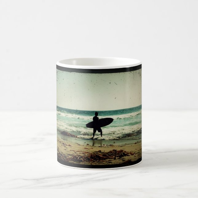 Mug Silhouette de surfeur de style vintage (Centre)