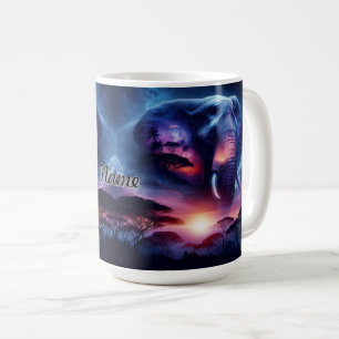 Mug Silhouette d'éléphant au coucher du soleil