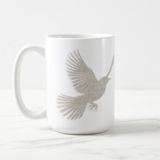 Mug Silhouette d'oiseau volant Tan Linen Scandinave (Gauche)