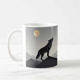 Mug Silhouette minimaliste de loup lisse hurlant