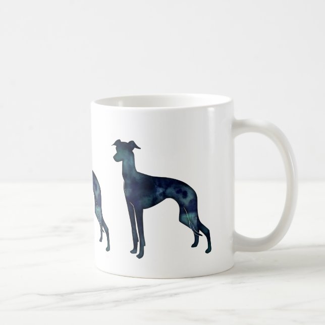 Mug Silhouette noire de chien gris italien (Droite)