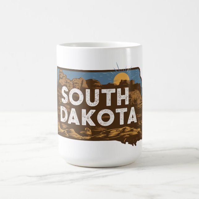 Mug Silhouette rétro du Dakota du Sud pittoresque (Centre)