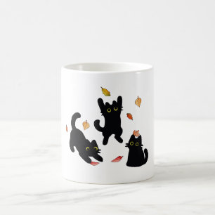Mug Silhouettes de chat noir d'automne