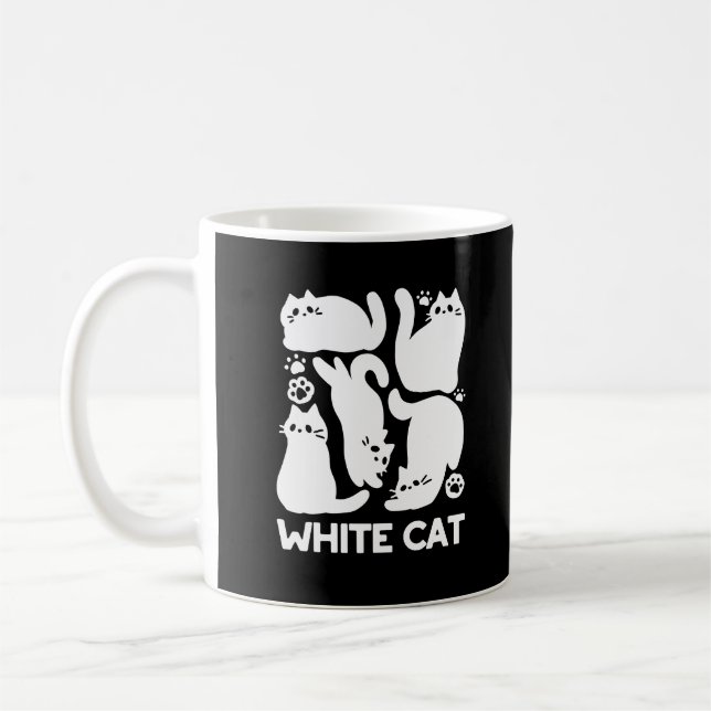Mug Silhouettes de chaton blanc - Design Feline mignon (Gauche)