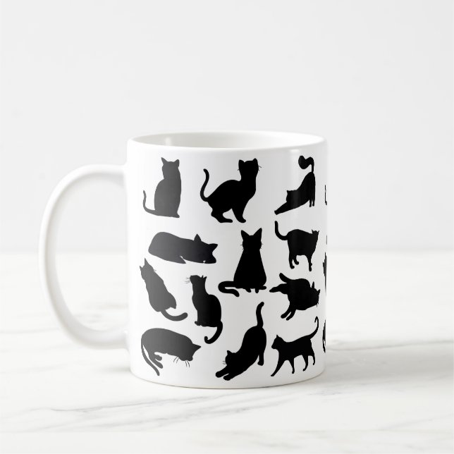 Mug Silhouettes de chats noirs et blancs (Gauche)