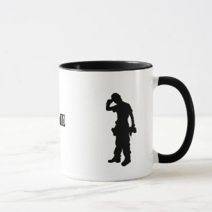 Mug Silhouettes du travailleur de la construction Nom 