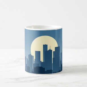 Mug Sillhouette minimaliste Skyscraper Soft Gold Blue