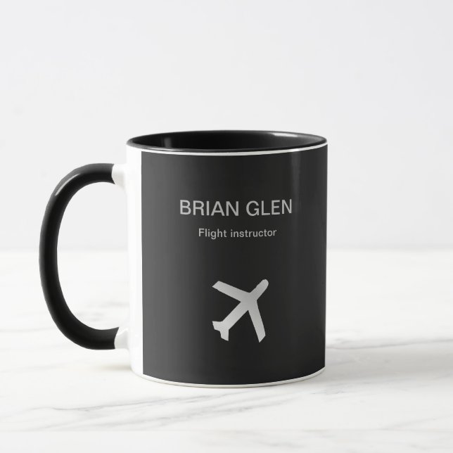 Mug Silver avion de vol silhouette gris (Gauche)