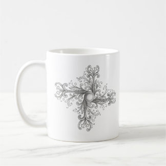 Mug Silver Filigree Pearl Quatrefoil