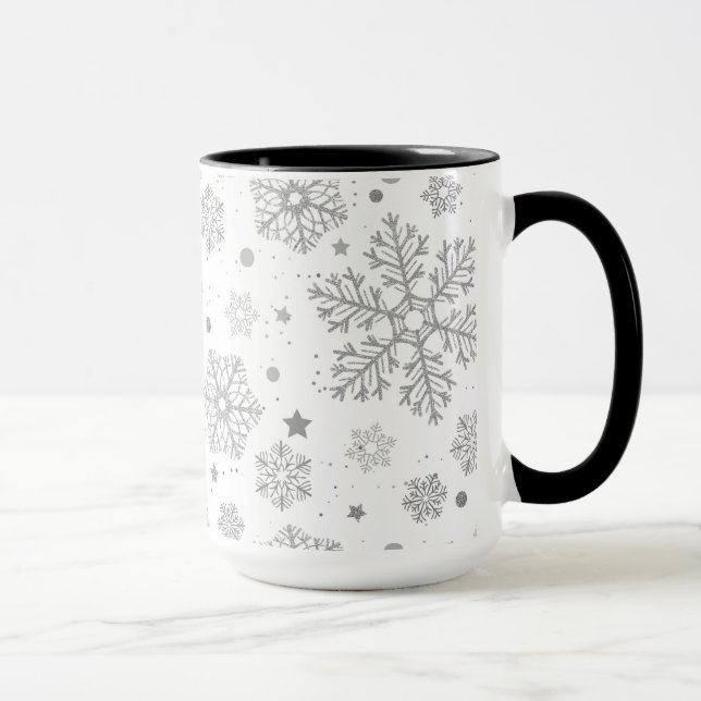 Mug Silver snowflakes on white (Droite)