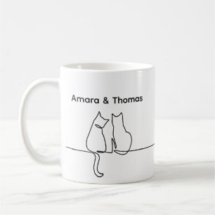 Mug Simple Amour Romantique Personnaliser Deux Chats A