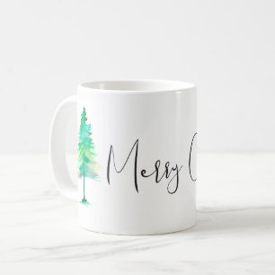 Mug Simple, Aquarelle sapin de Noël, Personnalisé