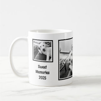 Mug Simple Black and White Three Photo Minimalist 2025