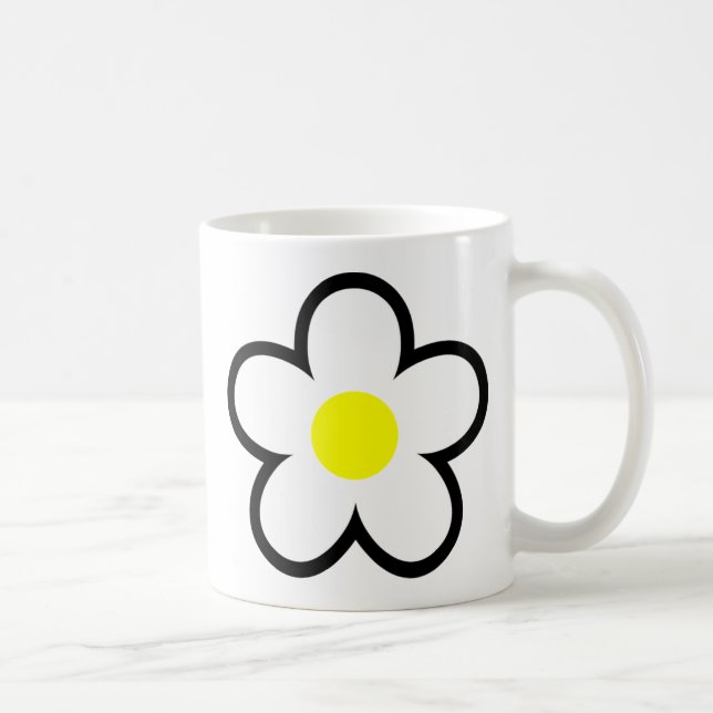 Mug Simple Blanc Fleur Faisy mignonne les années 70 re (Droite)