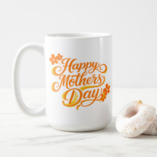 Mug Simple Bonne Fête des Mères Floral Calligraphie