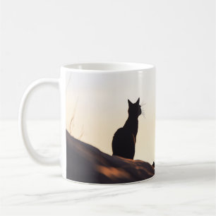 Mug Simple Chat noir Silhouette Sunset Sky personnalis